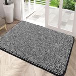 Pauwer Doormat Non Slip Indoor Barrier Mats Rubber Backing Super Absorbent Entrance Rug Durable Inside Dirt Trapper Mats(80X120cm, Black)