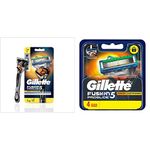 Gillette Flexball Fusion Pro Glide Razor, 1 Pc & Gillette Fusion Proglide FlexBall Manual Shaving Razor Blades - 4s Pack (Cartridge)