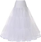 Women's Ankle Length Petticoats Long Plus Size Wedding Petticoat Slips Crinoline Underskirt for Prom Evening Wedding Dress, White, Small-Medium