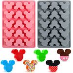 Mouse Gummy Candy Molds Silicone, 2 Pack 15 Cavity Non-Stick Mouse Head Silicone Molds for DIY Gummies, Candy, Chocolate, Jelly, Ice Cube, Dog Treats