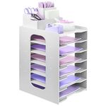 Letter Tray Organiser, A4 Paper Filing Trays, 7-Tier Office File Tray, Desk File Tidy Organizer with Stackable Filing Tray, Desk Paper Organizer with Pen Holder (White)