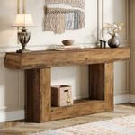 Tribesigns 63" Console Table, Farmhouse 2-Tier Entryway Table with U-Shaped Base, Narrow Long Wood Sofa Table Behind Couch Table for Living Room, Hallway, Foyer, Vintage Brown