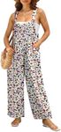 IWOLLENCE Women's Summer Jumpsuits Boho Wide Leg Overalls Casual Loose Rompers with Pockets 2024 White Periwinkle Small