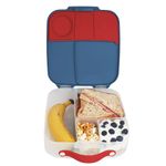 b.box Lunch Box for Kids: Jumbo Bento Box with 4 Compartments (2 Leak proof), Removable Divider, Gel Cold Pack. Older Kids and Big Eaters Ages 3+. School Supplies (Blue Blaze, 8½ Cup Capacity)