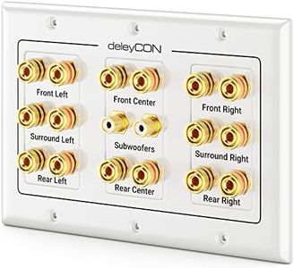 deleyCON Multimedia Speaker Boxes Wall Socket Wall Plate with Banana Plug Sockets for 7.1 Surround Sound System and Subwoofer Home Cinema