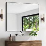 Leyden Bathroom Mirror 30x36 inches, Wall Mounted Mirror Black Rectangle Mirror with Aluminum Frame Mirror for Bathroom,Vanity,Entryway,Hallway,Bedroom