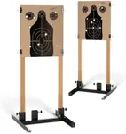 (2 Pack) Steel Target Stand Base for Paper Silhouette Shooting Targets, 8” - 24” Adjustable Width, USPSA/IPSC - IDPA Practice, Includes 2 Cardboard Targets for Shooting