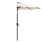 C-Hopetree 2.75m Half Round Market Garden Parasol Wall Umbrella for Outdoor Patio with Crank and Tilt, Beige