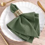 MLMW Olive Green Cotton Linen Napkins Set of 8 Soft Dinner Napkins Cloth 17"×17" Bulk Rustic Table Napkins for Fall Thanksgiving Christmas Wedding Party Table Decoration