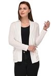 ESPRESSO Women's Rayon Open Neck Cardigan With Pockets (ESP-3057-OFF WHITE-2XL_Off White_2XL)