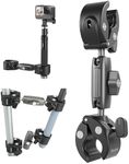 TELESIN 360 Dual Ball Clamp Mount, Bike Bicycle Motorcycle Handlebar Stick Pole Mount Holder Accessories for GoPro 13 12 11 10 9 DJI Action 5 Pro Action 4/3 Osmo Pocket 3 Insta360 X3 X4 Go3 Ace Pro