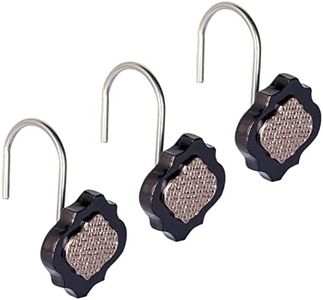 Dahlia Brown Shower Curtain Hooks - Set of 12 Shower Rod Hooks for Curtain - Durable Shower Curtain Rings for Guest and Master Bathroom Shower