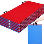Nuanchu 6 Pack 3 Fold Daycare Nap Mats Preschool Toddler Sleeping Nap Mats Portable Rest Nap Mat Folding Nap Floor Mats with Name Tag for Classroom Furniture Kindergarten Daycare (Red, Blue)