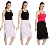 Splash Women's Cotton Rich Skirt Slip/Half Slip/Underskirt - Knee Length (Pack of 3)