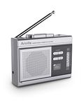 Arsvita Portable Cassette Player and Recorder, Cassette to MP3 Digital Converter, AM/FM Radio Tape Walkman, Support 4-32G Micro SD Card, Build-in Speaker and Microphone, Silver