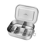 G.a HOMEFAVOR Stainless Steel Lunch Box Large Metal Bento Box with 5 Compartments 1400 ml Leakproof Food Sandwich Salad Storage Container for Adults and Kids