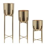 INDIAN DECORMART Metal Planter Set of 3 (Gold)