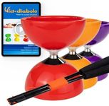 Juggle Dream Carousel Diabolo Juggling Set - Triple Bearing Axle - with Super Glass Handsticks and Online Learning Video - Juggling (Red)