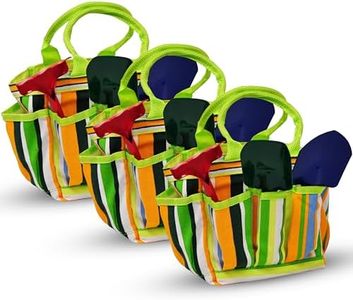 G & F Products Kids Gardening Tools Set (3 Pack) – Includes 3 x Hand Rake, 3 x Shovel, 3 x Trowel, 3 x Canvas Tote with Pockets – Lightweight & Durable Tool Set for Children Ages 3 Years & Up