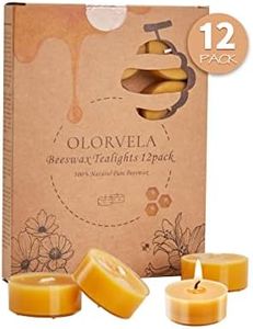olorvela Beeswax Candles 12Pack Tealight Candles Handmade of Pure Beeswax, 4 Hour Burn Time, Clear Cup Beeswax Tea Lights