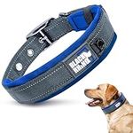 Black Rhino - The Comfort Collar Ultra Soft Neoprene Padded Dog Collar for All Breeds, Dog Collars for Large Dogs - Heavy Duty Adjustable Reflective Weatherproof (Large, Blue/Grey)