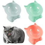 Fanshiontide 3PCS Raised Cat Bowl, Elevated Cat Feeding Bowls with Stand Tilted, Anti Vomit Cat Food Bowl Cat Feeding Bowls Neck Protective Bowl for Pets 15° Tilted Raised Cat Feeder