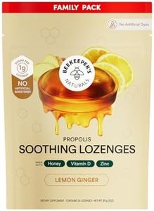 Beekeeper's Naturals Soothing Honey Ginger Lemon Cough Drops - Immune Support with Vitamin D, Zinc and Propolis Throat Soothing Lozenges, 24 Ct