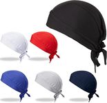 6 Pieces Do Rags Sweat Wicking Beanie Cooling Durags Skull Cap Motorcycle Head Wrap Bandana for Men Women (White, Blue, Grey, Red, Navy, Black)