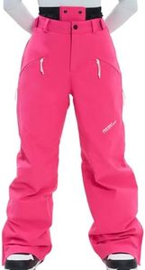 HIGH EXPERIENCE Ski Pants Snow Snowboard Pants Waterproof Insulated Baggy Windproof Hiking Winter Warm for Men Women (Hot Pink, X-Large)