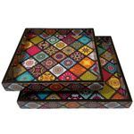 neeldeco Square Trays Set Of 2 | Serving Trays | Gift Item | Multipurpose Tray | Wooden Tray | Kitchen, Dining, Decorative Product | Resin Tray | Handicraft Product | Neelkanth Tray