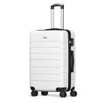 Strenforce Carry On Luggage Lightweight Durable ABS Suitcase with Spinner Wheels TSA Lock 20 Inch,White