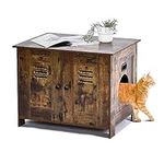 NeoCloud Cat Litter Box Enclosure Cat Litter Tray Furniture Indoor Hidden Washroom Wooden Cat House Storage Cabinet, Brown