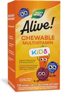 Nature's Way Alive! Children's Daily Chewable Multivitamin, Supports Bone, Eye, and Immune Health*, Orange & Berry Fruit Flavored, Gluten Free, 120 Chewable Tablets (Packaging May Vary)