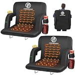 HOPERAN 23" 2pcs Dual-Sided Heated Stadium Seats for Bleachers with Back Support, 3 Levels Heating Stadium Seating for Bleachers Seat with Backrest, 5 Pockets Portable Stadium Chair for Outdoor