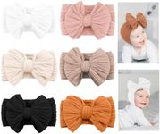 LALAURA 6pcs Baby Girl Bows Stretchy Soft Nylon Headbands Elastic Hair Bands with Bows For Newborn Baby Girls Infant Toddlers Kids