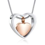 Heart in Heart Shiny Cremation Pendant Memorial Ash Necklace Jewelry Urn Necklaces for Ashes