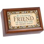 Cottage Garden Amazing Friend Jeweled Woodgrain Petite Music Box Plays What Friends are for