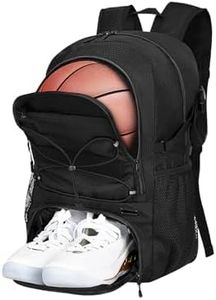 Goloni 30L Sports Backpack with Ball Compartment & Ventilated Shoe Pocket, Waterproof Lightweight Basketball Soccer Volleyball Bag for Youth Boys Girls Men Women,Black