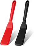 2 Pack Silicone Thin Spatula,Omelet Spatula Turner,Heat Resistant Cooking Spatula, Long Crepe Spatulas for Nonstick Cookware,Pancake Spatula for Cooking Egg Cake Pizza Steak Omelet Crepes (Red,Black)