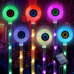 Ninonly Solar Halloween Light Eyeball Decoration, 6 Pack Colorful Scary Eyeball Stakes Lights, Waterproof Realistic Fake Eyeball Decor, Solar Halloween Lights for Garden Outdoor Party