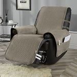 STONECREST Recliner Chair Cover, Water Resistant Velvet Quilted Slipcover, Stay in Place (Taupe/Grey, Recliner 23" Regular)