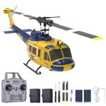 Hylukon RC Helicopter, 1:48 Scale UH-1 Huey Military Helicopter with 6CH Single Propeller Aileronless, 6 axis Gyro Stabilization, Altitude Holding, One Key Function (Yellow)