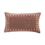 HiEnd Accents Stella Faux Silk Velvet Embroidered Lumbar Pillow, 14x24 inch, Dusty Rose, Romantic Western Modern Traditional Style Luxury Bedding, Decorative Throw Pillow