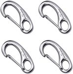 SHONAN 1.93 Inch Carabiner Clips, 4 Pack Flag Hooks Flag Clips for Flagpole Rope, Stainless Steel Clips Marine Grade for Ropes, Stainless Clips for Keychain, Dog Leash, and Hiking