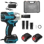 21V Cordless Impact Wrench with 4Pcs Driver Impact Sockets(17/19/21/22mm) Brushless Rechargeable Wrench with 1.0Ah 2 Batteries Electric Impact Wrench with Charger and Storage Case(Max Torque 320N.m)…