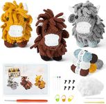 GROBRO7 20Pcs Cattle Crochet Kit DIY Complete Animal Crochet Yarn Set with Crochet Hook Needles Stuffing, Step-by-Step Instruction and Video Tutorial Knitting Starter Craft Art for Beginners Adult Kid