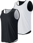 Liberty Pro Men's Lightweight Reversible Rec Tanks, Mesh Basketball Jerseys Athletic Quick Dry Shirts Team Scrimmage Uniforms, Black/White, Large