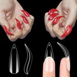 NOVO OVO Nail Tips Curved Stiletto, Clear Gel x Extension kit Full Cover to Make Press on 3D Eagle Claw nails, Thick Extra Hawk Curve Almond French Tips Soft False Fake Acrylic Nail 12 Size 120pc