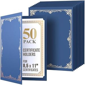 50 Pack Blue Certificate Holders 8.5 x 11 for Letter Size Certificates - Cardstock Diploma Holders with Gold Foil Border - Award Certificate Folders - Certificate Covers 8.5x11 - Diploma Cover Folder