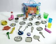 Plateau stores Steel Kitchen Set for Kids,Kitchen Set for Kids Girl,Miniature Kitchen Set,Toys for Girls, Real Cooking,Mini Kitchen Set-Pack of 30 Comes in A Transparent Zipper Pouch.